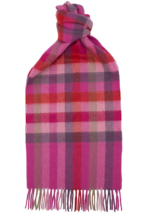 Joshua Ellis - Classic Cashmere Plaid Scarf Raspberry