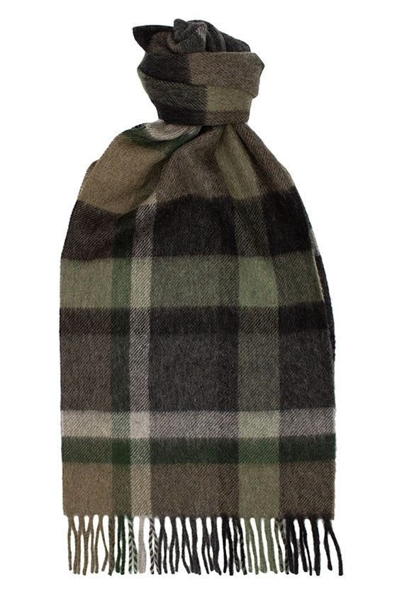 Joshua Ellis - Classic Cashmere Plaid Scarf Khaki Green