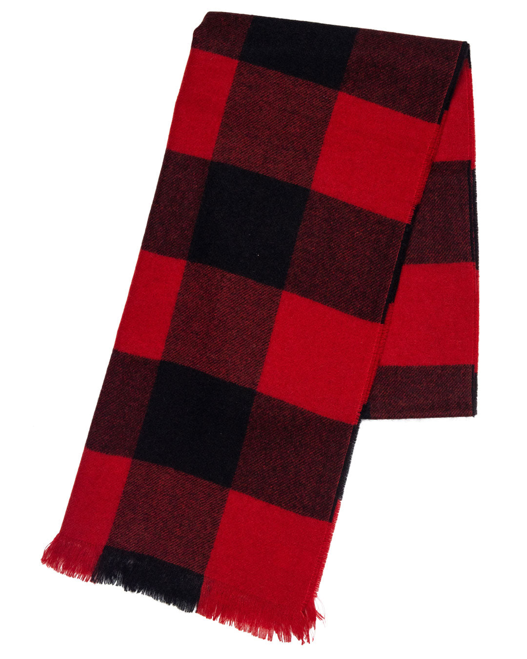 Joshua Ellis Featherweight Check Brushed 100% Cashmere  Scarf Red x Black