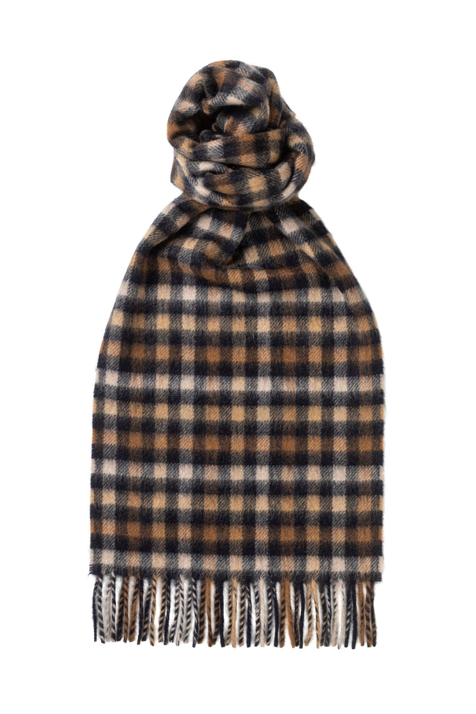 Navy Shepherd Check Cashmere Scarf product image
