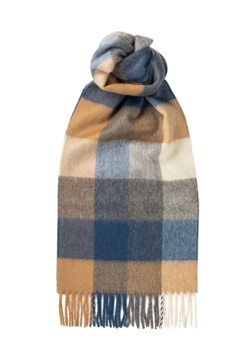 Block Check Blue Cashmere Scarf product image