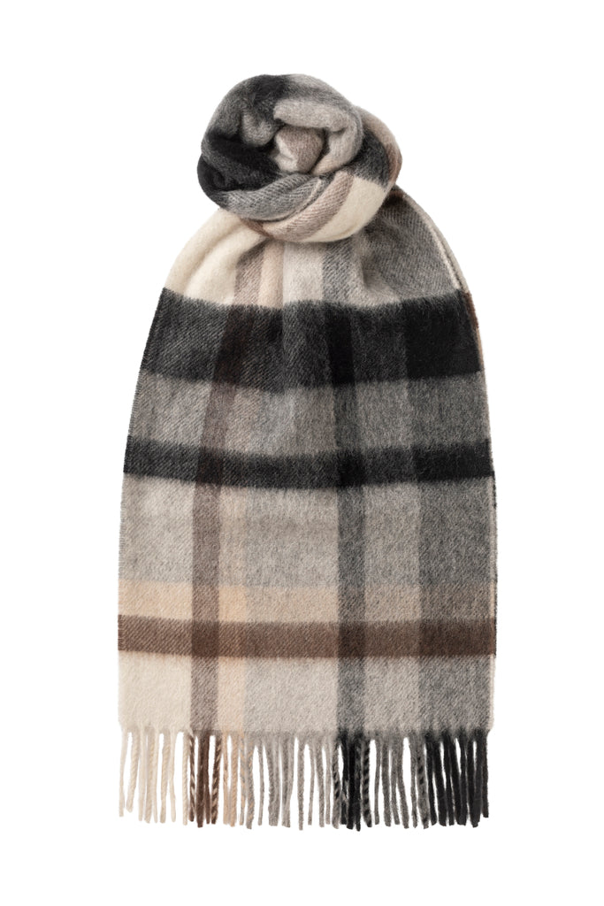 Stepping Check Neutral Cashmere Scarf product image