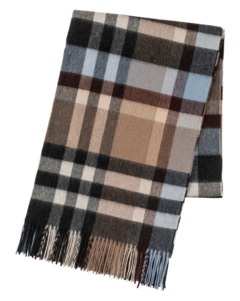 Toffee Bold Check Cashmere Stole