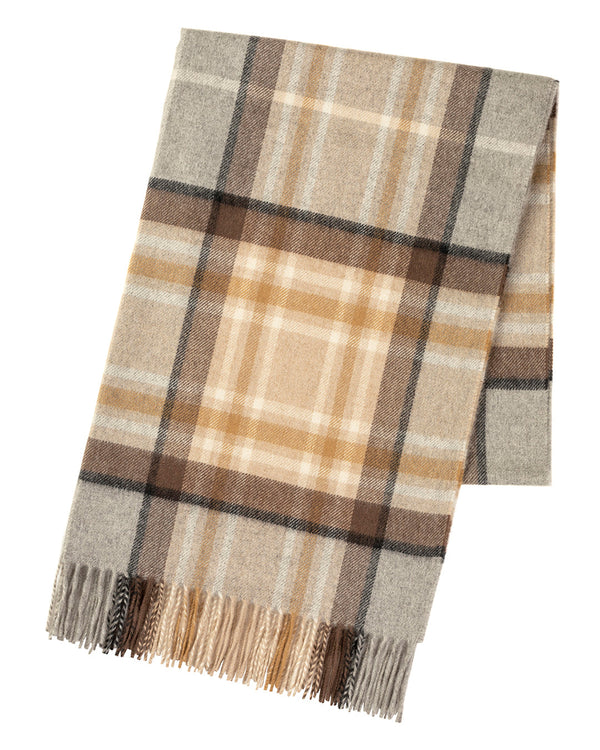 Toffee Plaid Cashmere Stole